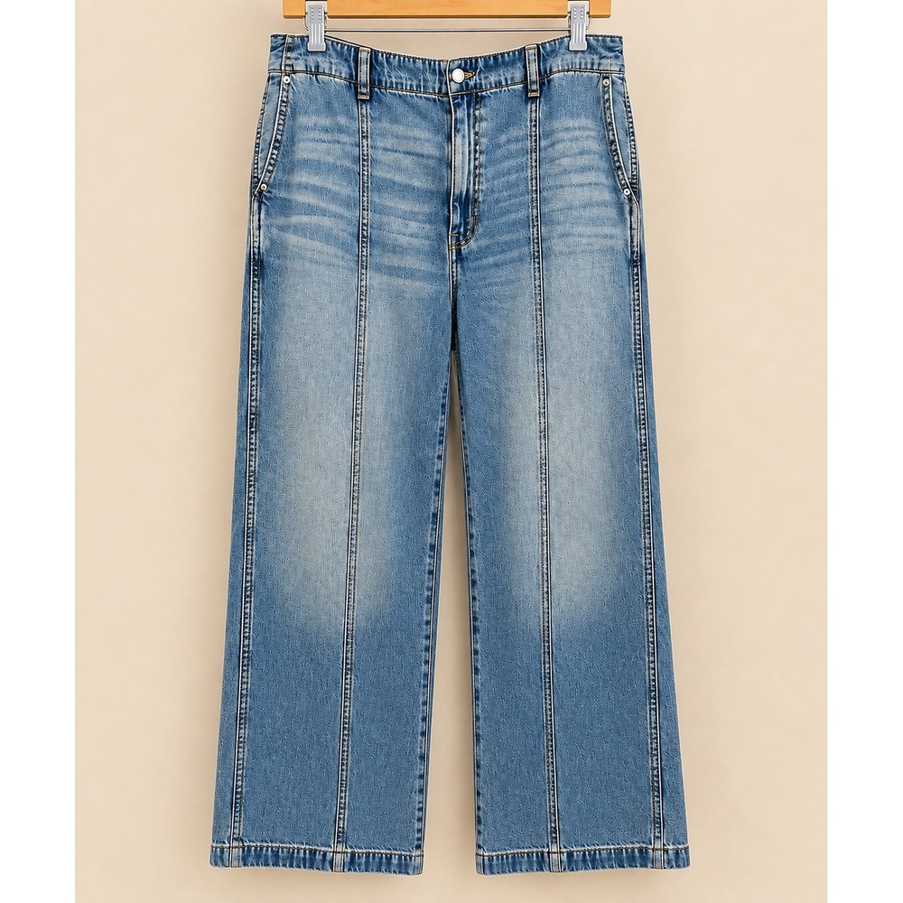 Madewell Wide Sweep Trouser Jeans Medium Wash High Rise Seamed Denim 31 NEW